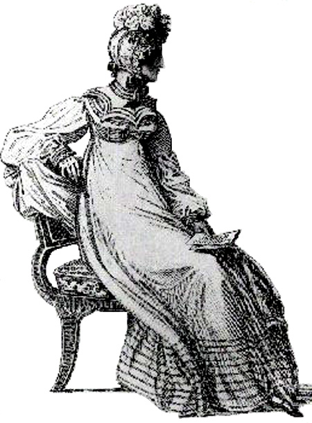 dMorning dress with Mob Cap, 1819